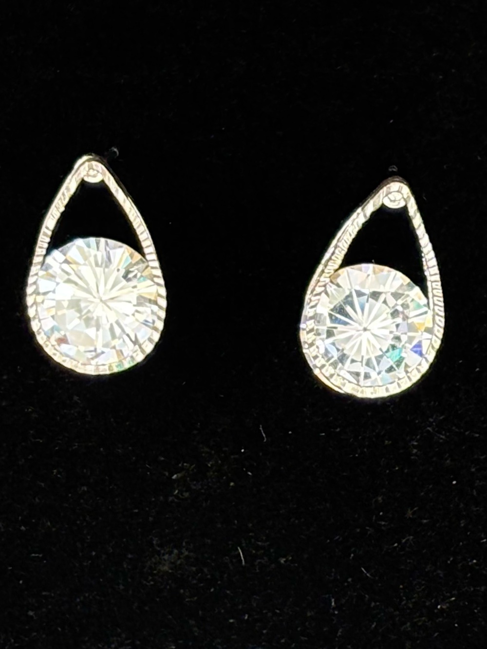 Silver Clear Crystal Teardrop Stud Earrings
